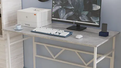 Стіл письмовий Раян Ferrum-decor 750x1400x700 Білий метал ДСП Бетон 16 мм (FRD-106502) - фото 2