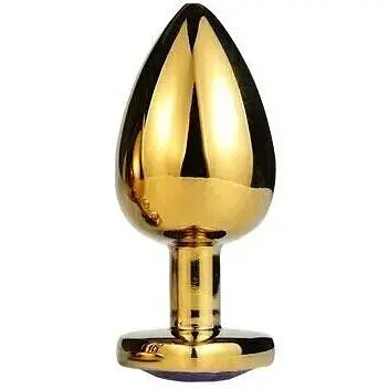 Анальна пробка з кристалом SKN-MG47 (розмір M), Золотий / Сиреневый - фото 2