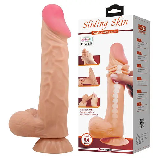 Фалоімітатор Pretty Love Sliding Skin Bendable 9.4'' 24 см тілесний - фото 2