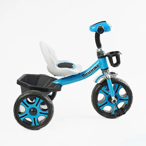 Детский трехколесный велосипед Best Trike BS-24513 с фарой и корзиной голубой - фото 3