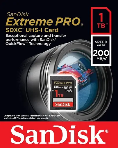 Карта памяти SanDisk 1 TB SDXC UHS-I U3 V30 Extreme PRO (SDSDXXD-1T00-GN4IN) - фото 4
