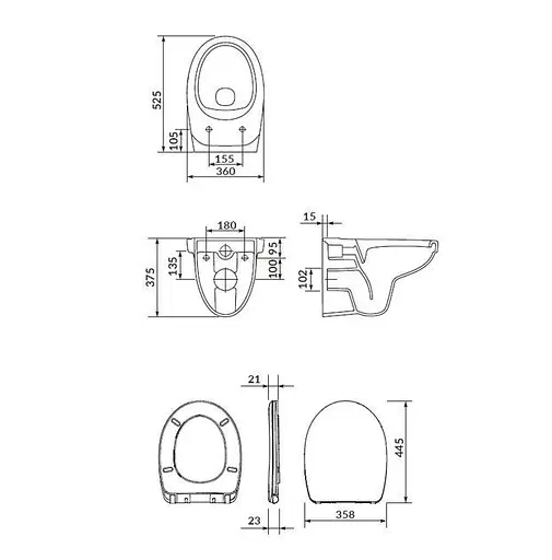 Унітаз підвісний CET 468 Cersanit Cersania SimpleOn з поліпропіленовим сидінням SoftClose+QuickRelease 30412 - фото 3