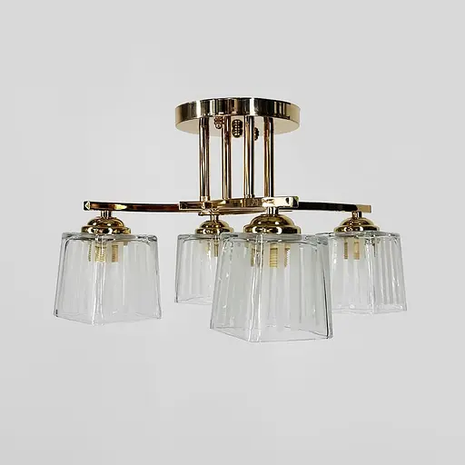 Стельовий золотий світильник на 4 білих плафони Ø 45 см | Арт. 91173/4 FGD | Line F - фото 2