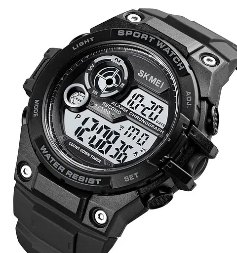 Мужские спортивные наручные часы Skmei 1759 водонепроницаемые 10 АТМ (Черные) - фото 3