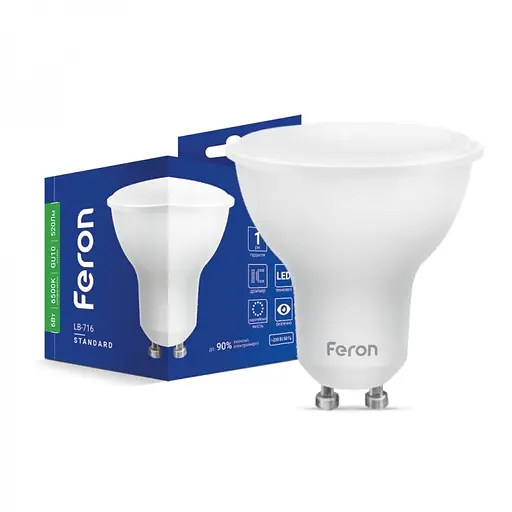 Лампа светодиодная Feron LB-716 MRG GU10 230V 6 Вт 6500K (1873)