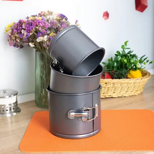 Набор из 3 разъемных форм для выпечки пасхи и тортов с антипригарным / тефлоновым покрытием Ø12/14.5/17 см, Kitchen Master Черный 86182 - фото 8