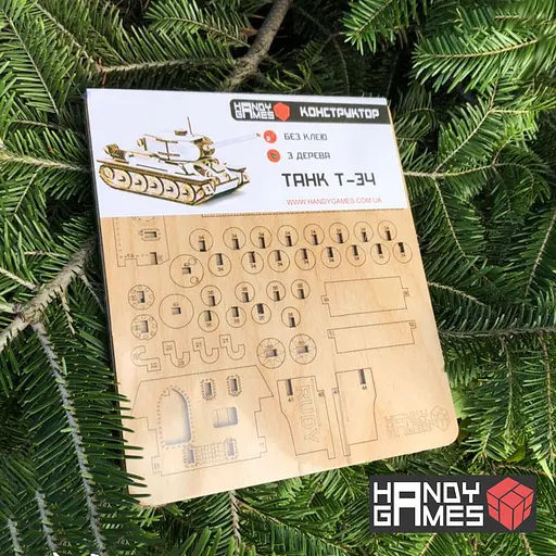 Дерев'яний конструктор Танк Т-34 127 деталей - фото 1