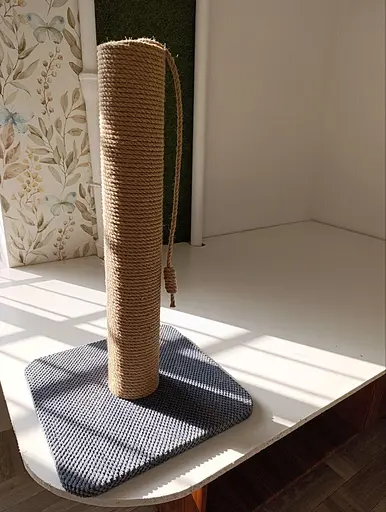 Когтеточка столбик на подставке (джут) 82х40х40 см Серый - фото 2