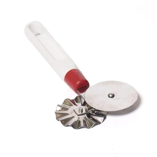 Багатофункціональний з'єднувальний ніж 2 в 1 для піци та тіста з роликом та пластиковою ручкою, Kitchette 82176 - фото 1