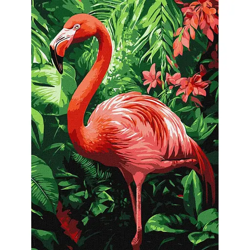 Картина за номерами "Фламінго в тропіках" ©art_selena_ua Ідейка KHO6779, 30х40 см - фото 1