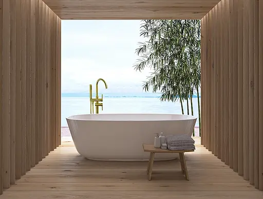 Смеситель для ванны Rea Ortis L.gold золотой напольный REA-B7430 Золотой - фото 2