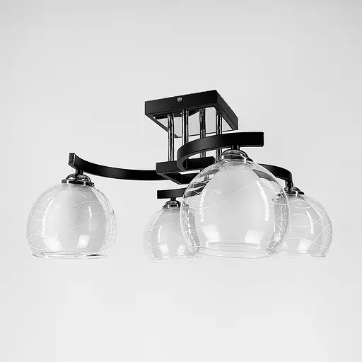 Стельова люстра в чорному корпусі на 5 подвійних плафонів Line.F 51098/5 - фото 4