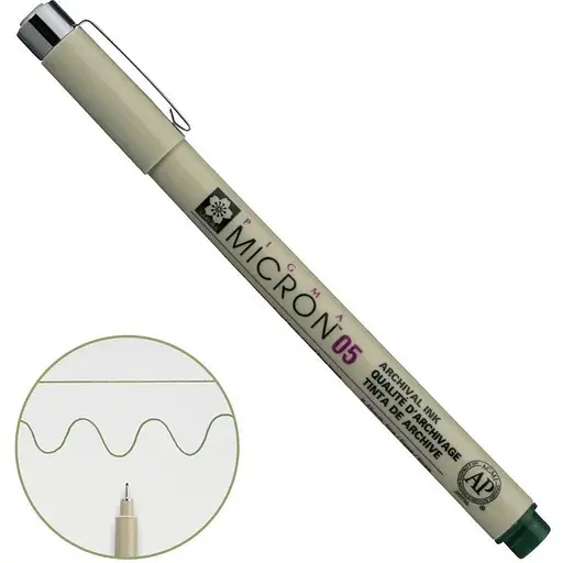 Линер Pigma Micron (0.5) 0.45 мм Темно-зеленый Sakura - фото 1