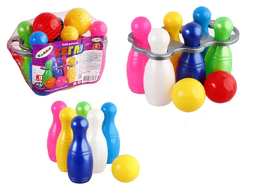 Кегли маленькие №9 Бамсик, 6 шт., 1 шар с ручкой, 5x15x5 см, 024/5