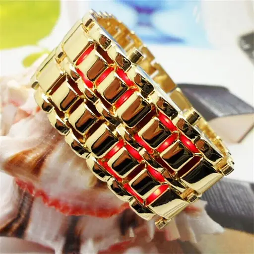 Часы-браслет Iron Samurai Led Watch золотистый с красными светодиодами (IBW012YR) - фото 7
