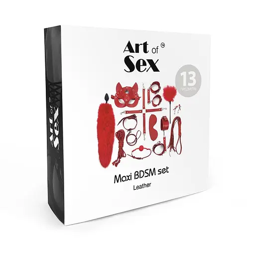 Набір Art of Sex - Maxi BDSM Set Leather, 13 предметів, натуральна шкіра, Чорний - фото 4
