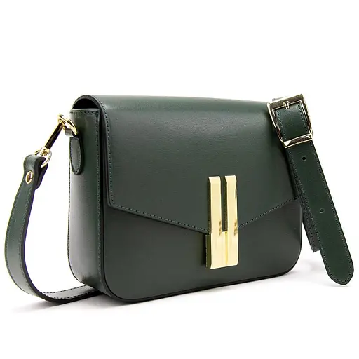Кросбоді шкіряне з акцентним замком колір оливка Firenze Italy F-IT-9558OL
