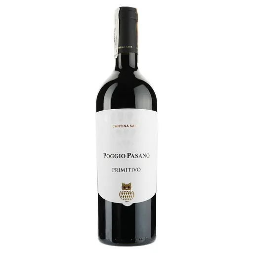 Вино Cantina Sava Poggio Pasano Primitivo Puglia, червоне, сухе, 13,5%, 0,75 л - фото 1