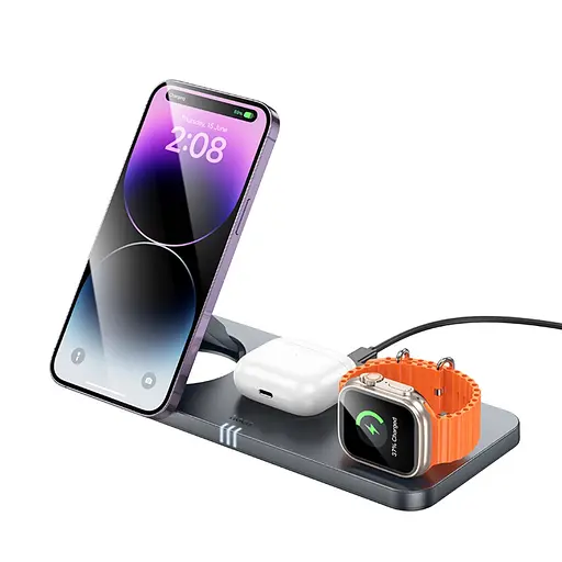 Бездротовий зарядний пристрій Hoco CQ22 3в1 магнітний - фото 3