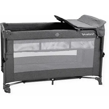 Кровать-манеж VELANO Tino со вторым ярусом и пеленатором Dark grey (46160) - фото 2