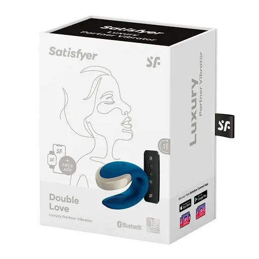 Вібратор для пар Satisfyer Double Love 8.6 см синій - фото 8