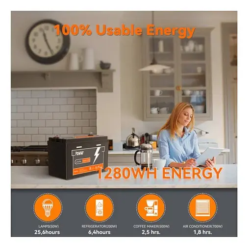 Акумуляторна батарея LiFePO4 PowMr POW-100AH-12.8V BMS 12 В 100 А·год - фото 3