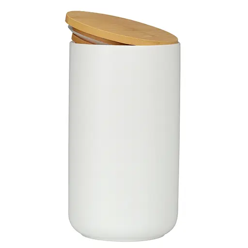 Банка для хранения керамическая с бамбуковой крышкой 10.3х18.3 см белая (710250530-11)