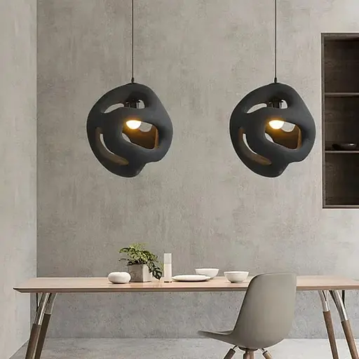 Гіпсовий світильник у чорному кольрі Ø 50 см | Арт. MJ34-450*500 BK | Line F - фото 1