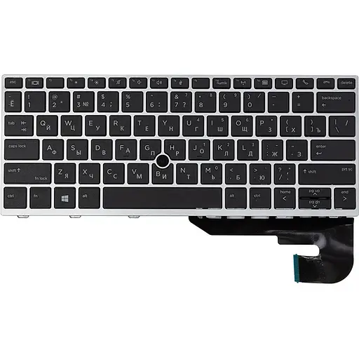 Клавіатура для ноутбука HP EliteBook 830 G5 чорна, сріблястий фрейм, підсвітка