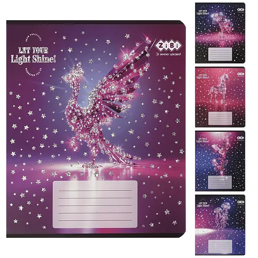 Зошити учнівські 48 аркушів клітинка KIDS LINE SHINE, 10 шт. в упаковці