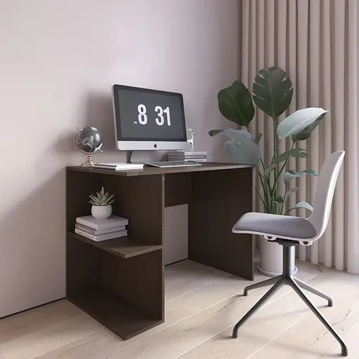 Комп’ютерний стіл Vays D-7 Венге Темний, письмовий, з полицями ліворуч, ЛДСП, 100×60×76 см - для дому, офісу, навчання