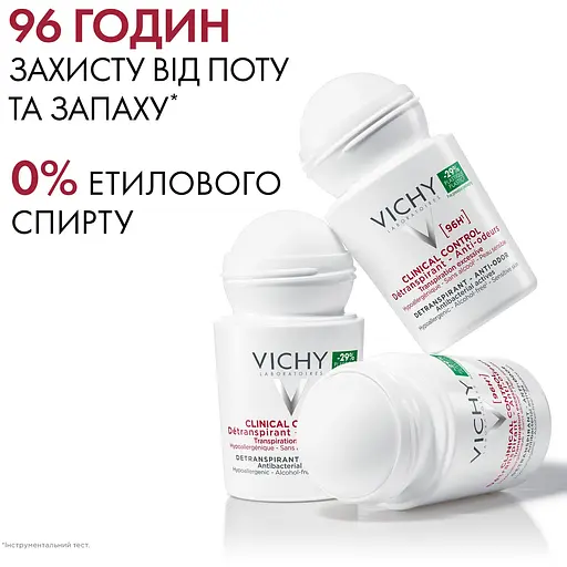 Антиперспірант Vichy Deo Clinical Control кульковий 96 годин захисту проти надмірного потовиділення та запаху 50 мл (MB468300) - фото 3