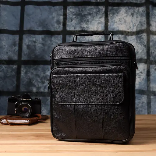 Містка чоловіча сумка з ручкою для перенесення в руці з натуральної шкіри Vintage 27х33х9,5 см sum0027505 - фото 10