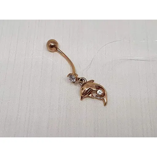 Золота сережка-пірсинг Dear Дельфін з фіанітом. 7013.1 - фото 2