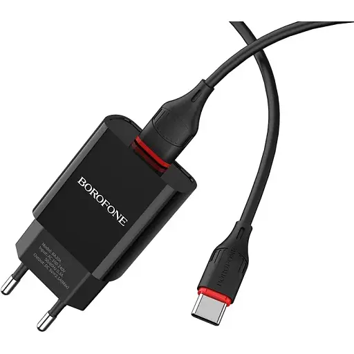 Зарядное устройство комплект с кабелем USB-C Borofone BA20A Sharp черный набор - фото 1