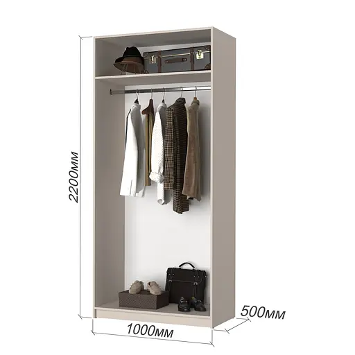 Шкаф 2-дверный MebelStar Оскар Gloss BL-B, стандарт 100x52x220 см Антрацит/Антрацит (MBS-5145) - фото 3