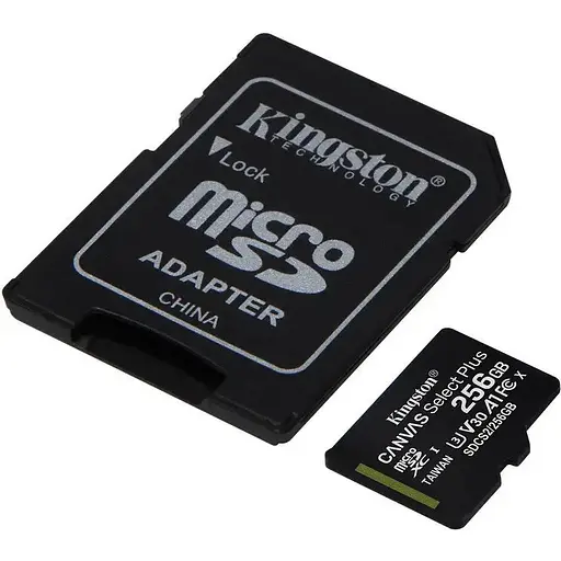Карта пам'яті Kingston microSDXC Canvas Select Plus Class 10 UHS-I U1 V10 A1 + SD-адаптер 256GB Full HD та 4K - фото 1
