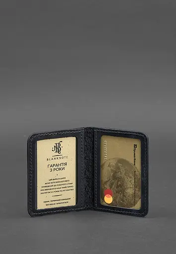 Кожаная обложка для ID-паспорта и водительского заседания 4.0 Карбон синяя - фото 3