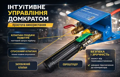 Домкрат пневматичний Vitol 3.5т 145-400 мм вузька платформа 16 кг (AL-PJ01) - фото 9