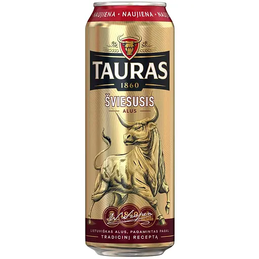 Пиво Tauras Sviususis світле фільтроване 4.7% 0.568 л