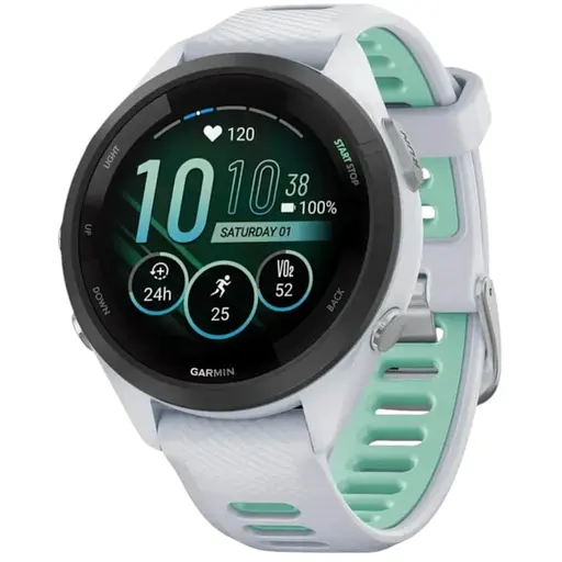 Смарт-часы Garmin Forerunner 265S белый корпус с черным безелем и белым силиконовым ремешком
