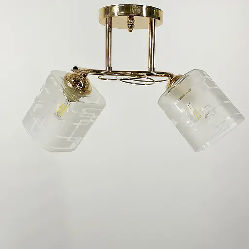 Люстра в золотому корпусі на 2 квадратних плафони | Line F | Арт. 6671/2 B GD - фото 5