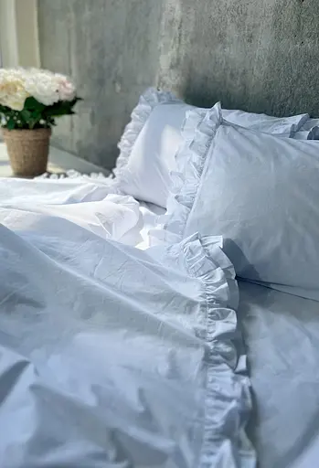 Комплект постільної білизни полуторний з рюшами 155х215 см варена бавовна White Dream Білий (2003/2wR) - фото 8