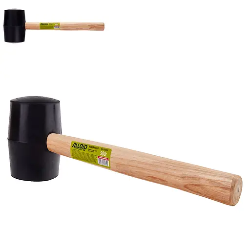 Киянка гумова Alloid ручка з деревини чорна 900 г (RM-16900W) - фото 3