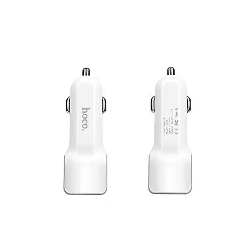 Автомобильное зарядное устройство Hoco Z23 2 USB белый + кабель USB to Lightning - фото 2