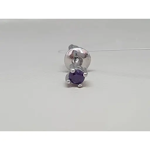 Серебряная моносерьга пуссета с фианитом. 3003.6С Фиолетовый - фото 2