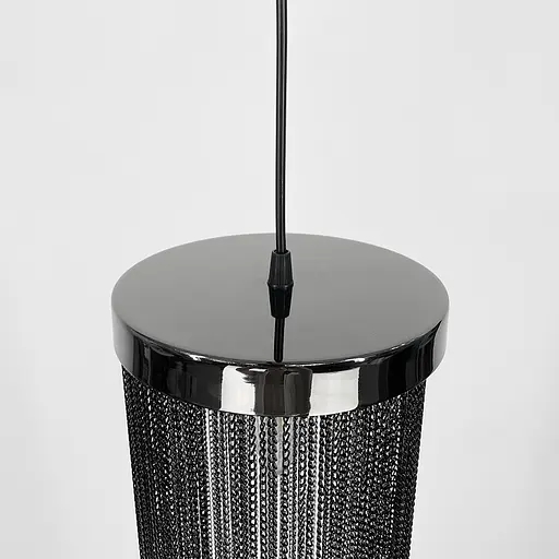 Подвес в черном хромированном корпусе с металлическими цепочками | Line F | Арт. MJ190/1 BK - фото 3