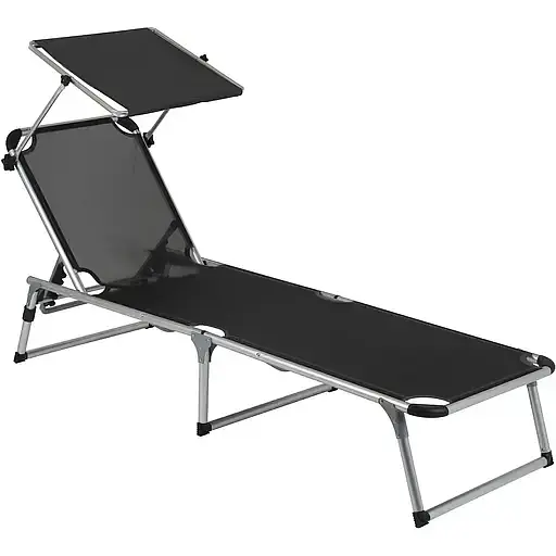 Кровать раскладная Bo-Camp Sun Lounger With Sunscreen 5 Positions Black (1304460) - фото 1