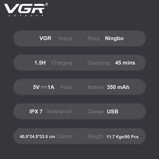 Мужская электробритва VGR V-345 аккумуляторная роторная водонепроницаемая мини бритва IPX7 5Вт Красный/Черный - фото 2