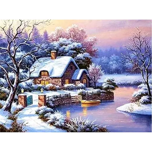 Алмазна мозаїка 30*40 см зі стразами на підрамнику повна викладка Зима прийшла - фото 1